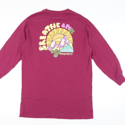 Next Girls Purple Long Sleeve Graphic T-Shirt 13Y Regular Fit Cotton