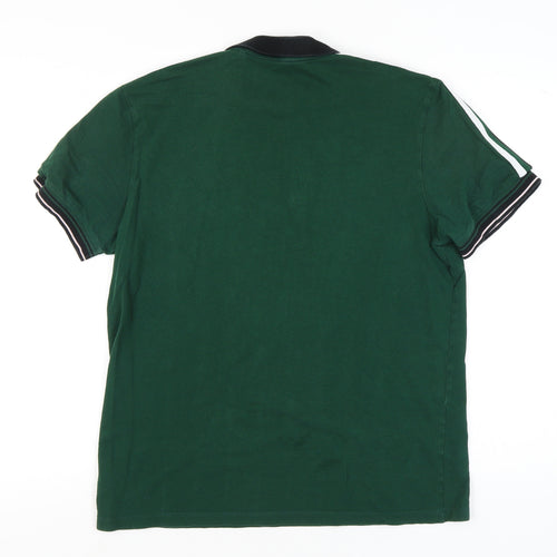 Next Men’s Green Polo Shirt L Regular Fit Zip Collar Cotton