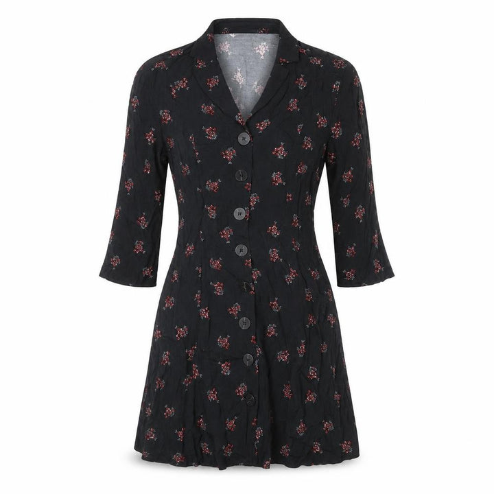 Mango Womens Black Floral Shirt Dress Size 8 Viscose Casual