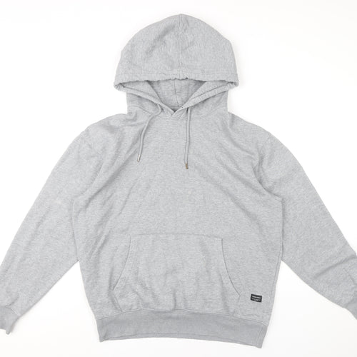 Jack & Jones Men’s Grey Pullover Hoodie L Regular Fit Fleece Sweatshirt