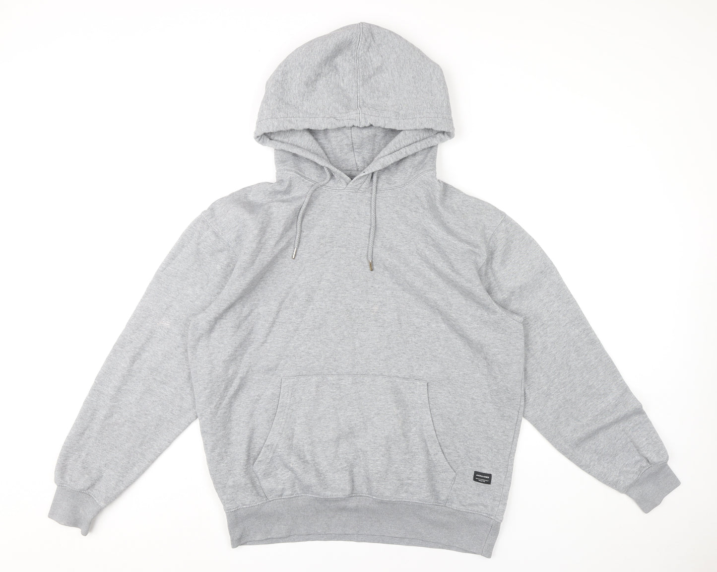 Jack & Jones Men’s Grey Pullover Hoodie L Regular Fit Fleece Sweatshirt