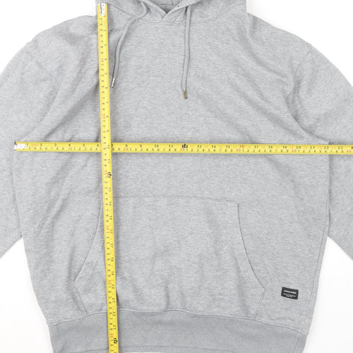 Jack & Jones Men’s Grey Pullover Hoodie L Regular Fit Fleece Sweatshirt