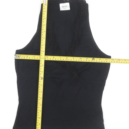 Next Women’s Black V-Neck Ruffle Wrap Halter Tank Top Size 10
