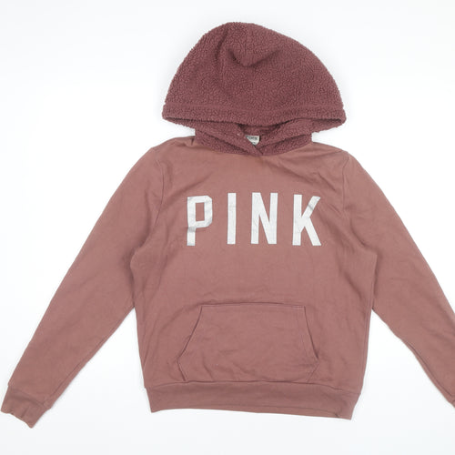 Victoria's Secret PINK Womens Brown Hoodie Pullover Size S Cotton Blend