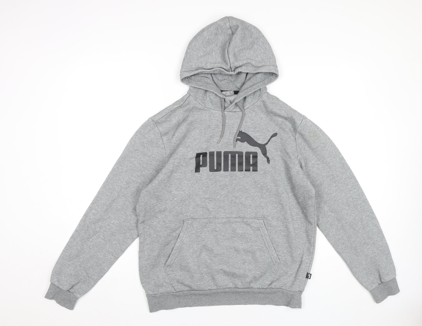 Puma Men’s Grey Pullover Hoodie Sweatshirt Size M Logo Sportswear
