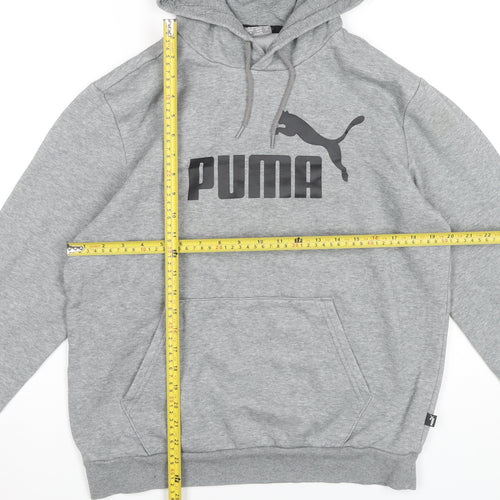 Puma Men’s Grey Pullover Hoodie Sweatshirt Size M Logo Sportswear