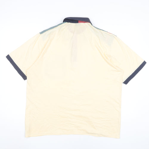 Pierre Sangan Men's Beige Colourblock Cotton Blend Polo Shirt L