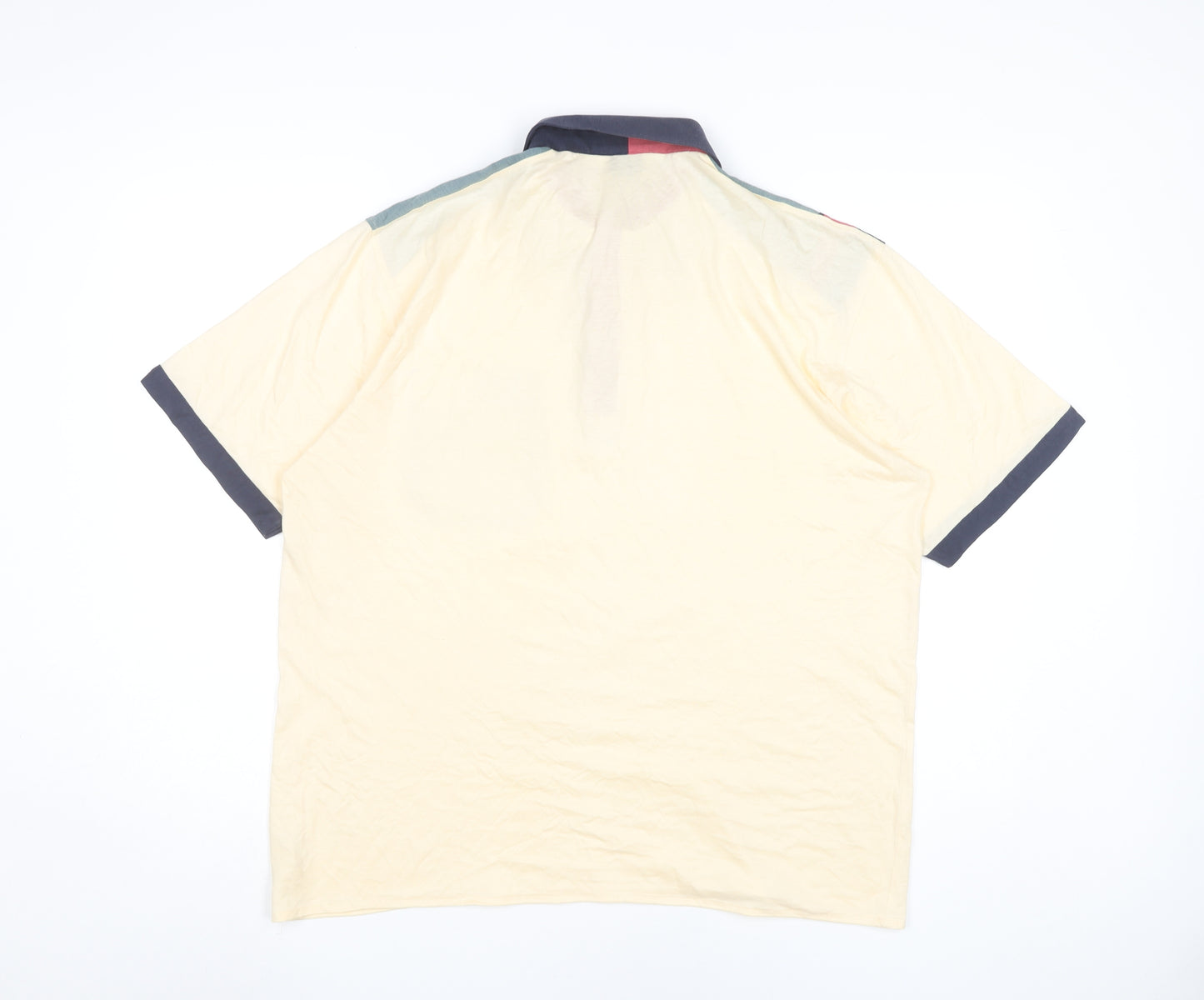Pierre Sangan Men's Beige Colourblock Cotton Blend Polo Shirt L