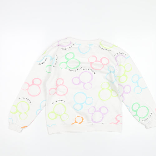 Disney Girls White Mickey Mouse Sweatshirt 9-10 Years Pullover Graphic Print