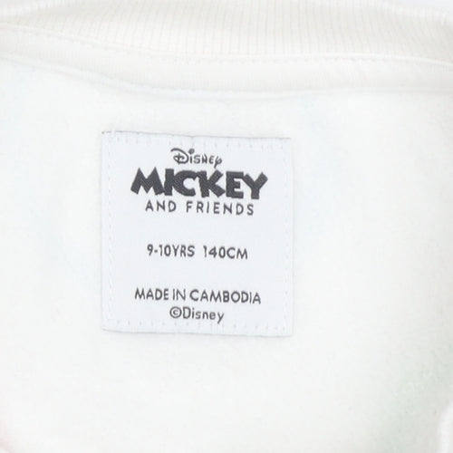 Disney Girls White Mickey Mouse Sweatshirt 9-10 Years Pullover Graphic Print