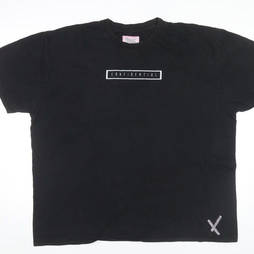 HXGHLYCLSSXFD Mens Black Cotton Graphic Print T-Shirt Size L