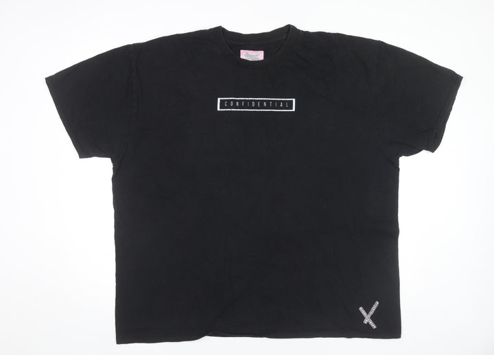 HXGHLYCLSSXFD Mens Black Cotton Graphic Print T-Shirt Size L