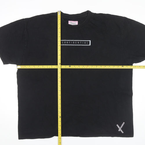 HXGHLYCLSSXFD Mens Black Cotton Graphic Print T-Shirt Size L
