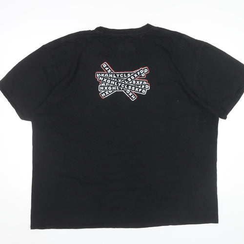 HXGHLYCLSSXFD Mens Black Cotton Graphic Print T-Shirt Size L