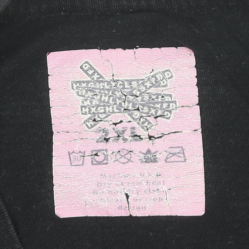 HXGHLYCLSSXFD Mens Black Cotton Graphic Print T-Shirt Size L