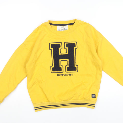 Harry Potter Boys Yellow Hufflepuff Sweatshirt 10-11Y Crew Neck Pullover