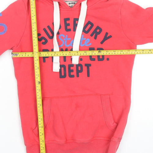Superdry Women's Pink Hoodie XS Graphic Pullover Casual Cotton Blend