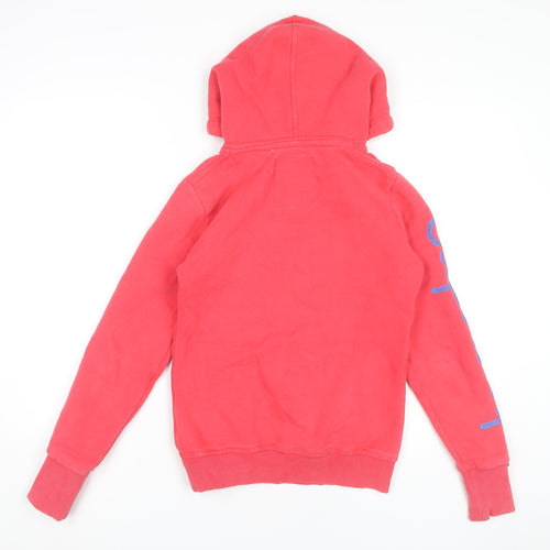Superdry Women's Pink Hoodie XS Graphic Pullover Casual Cotton Blend