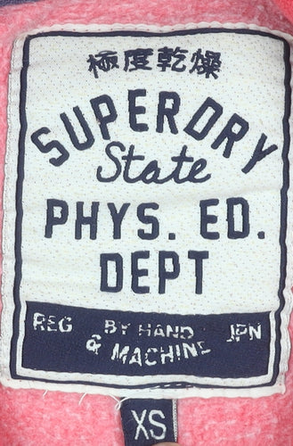 Superdry Women's Pink Hoodie XS Graphic Pullover Casual Cotton Blend
