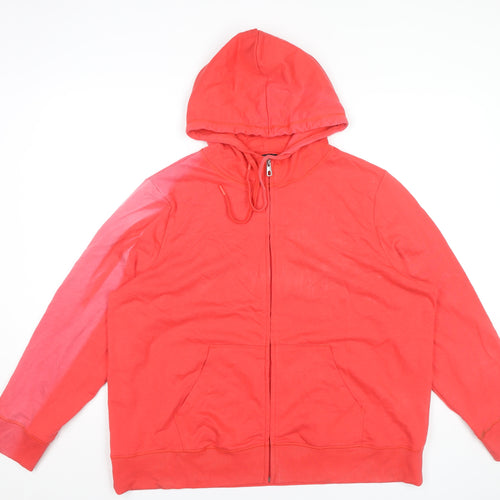 C&A Womens Red Full Zip Hoodie Sweatshirt Size 2XL Cotton Blend