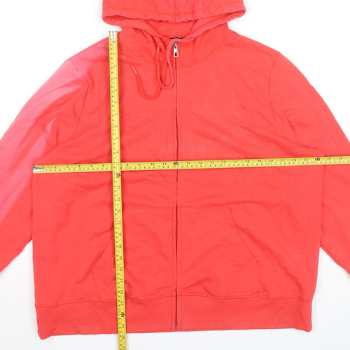 C&A Womens Red Full Zip Hoodie Sweatshirt Size 2XL Cotton Blend