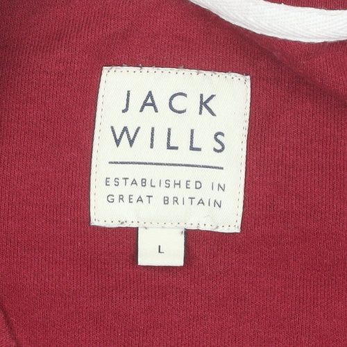 Jack Wills Mens Red White Logo Sweatshirt Size L Crew Neck Pullover
