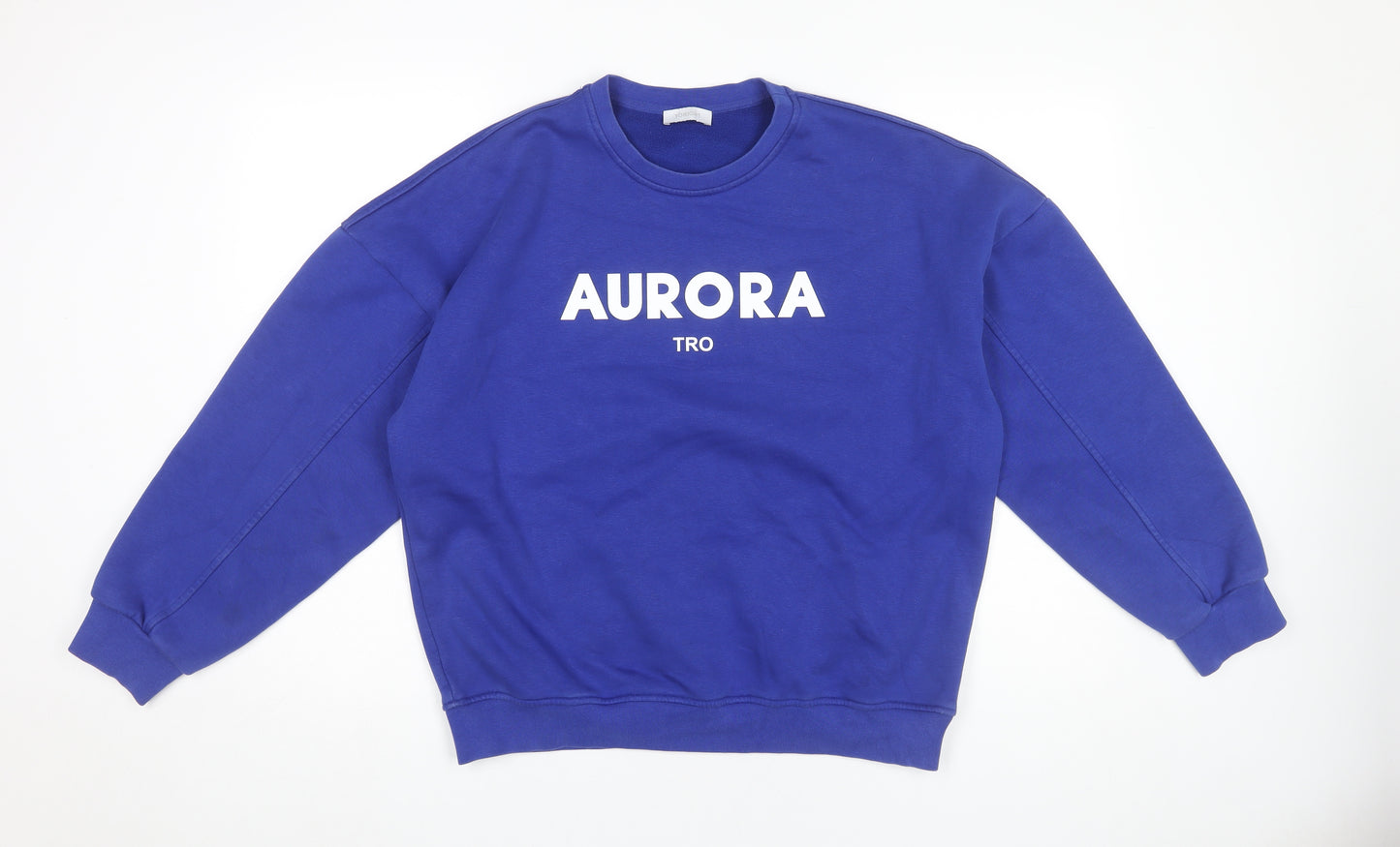 Toright Womens Blue Crew Neck Pullover Sweatshirt Small Aurora Print