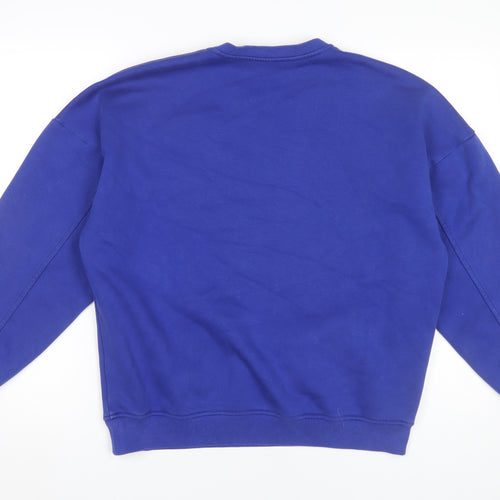 Toright Womens Blue Crew Neck Pullover Sweatshirt Small Aurora Print