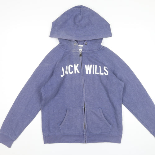 Jack Wills Women’s Blue Full Zip Hoodie UK 14 Cotton Blend