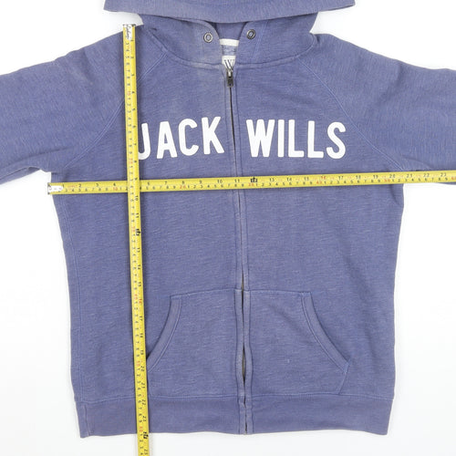 Jack Wills Women’s Blue Full Zip Hoodie UK 14 Cotton Blend