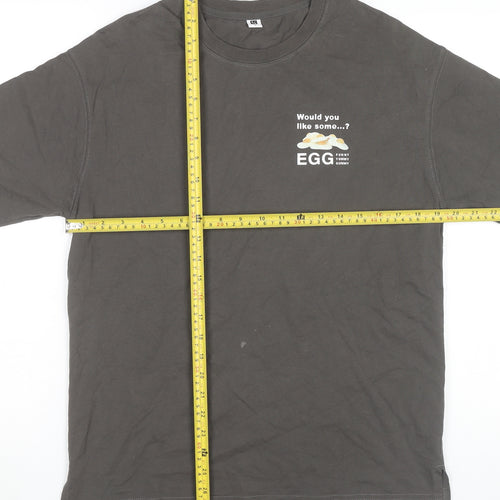 5/O Men's Grey Graphic Print Cotton T-Shirt Size S Funny Food Theme