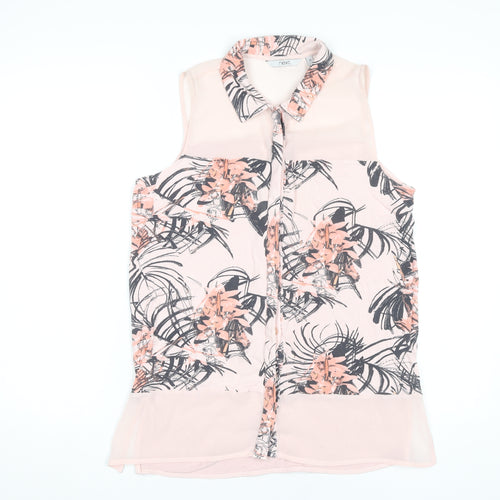 Next Women’s Pink Floral Sleeveless Collared Blouse UK 12