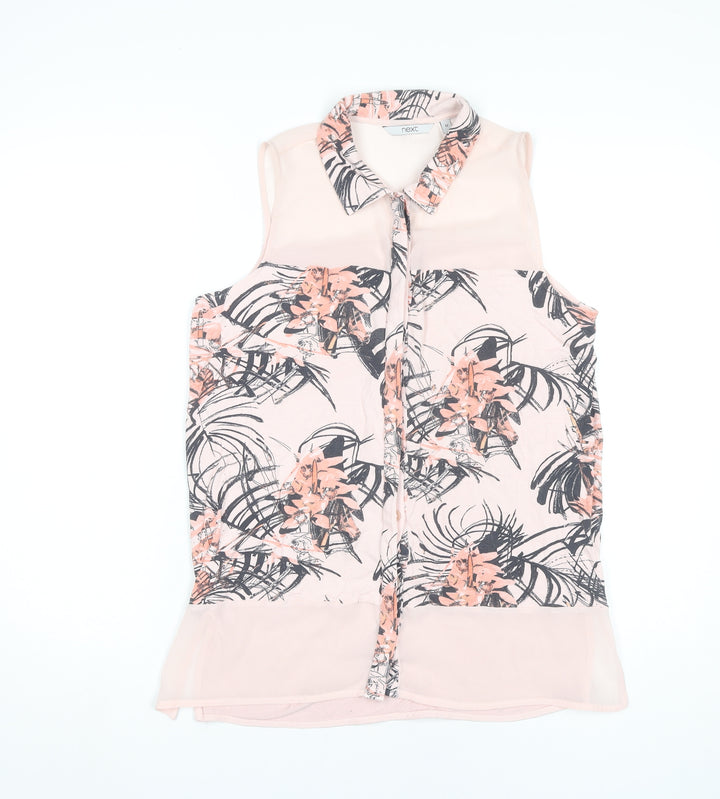 Next Women’s Pink Floral Sleeveless Collared Blouse UK 12