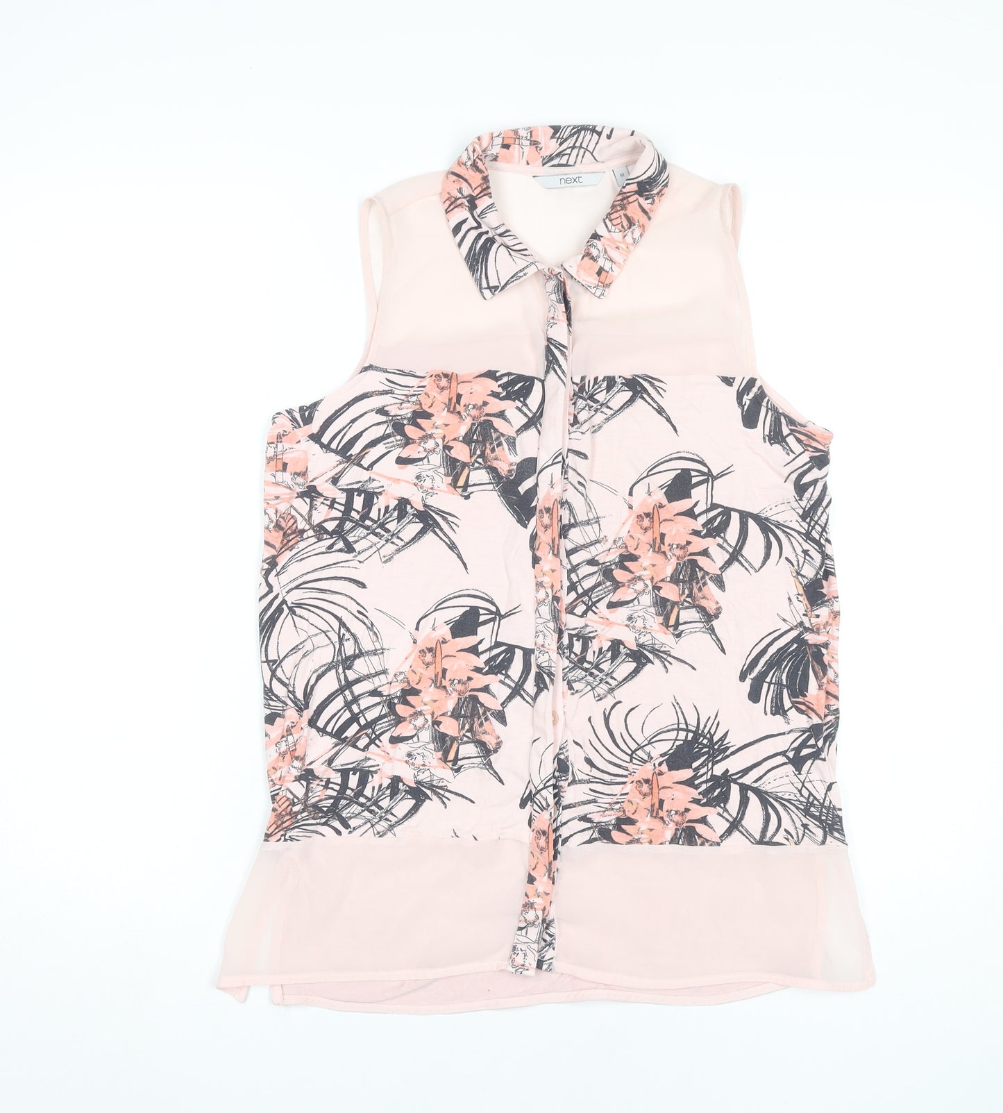 Next Women’s Pink Floral Sleeveless Collared Blouse UK 12