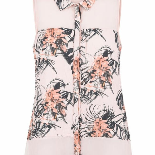 Next Women’s Pink Floral Sleeveless Collared Blouse UK 12