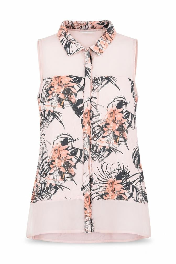 Next Women’s Pink Floral Sleeveless Collared Blouse UK 12