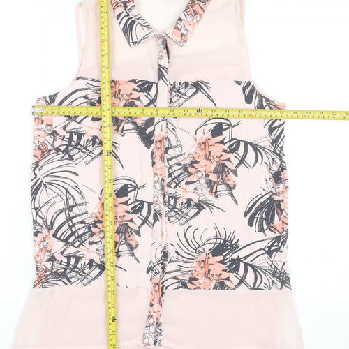 Next Women’s Pink Floral Sleeveless Collared Blouse UK 12