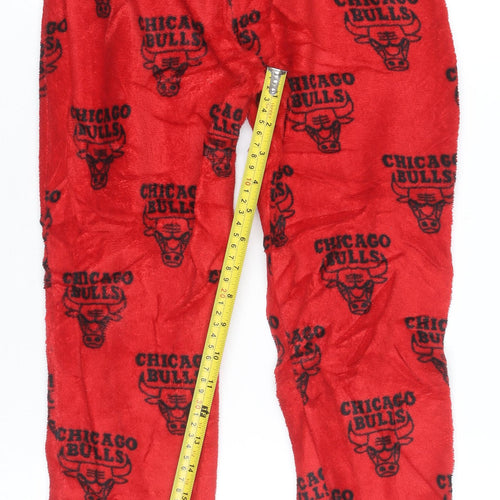 NBA Boys Black Red Chicago Bulls Fleece Pyjama Set 9-10 Years