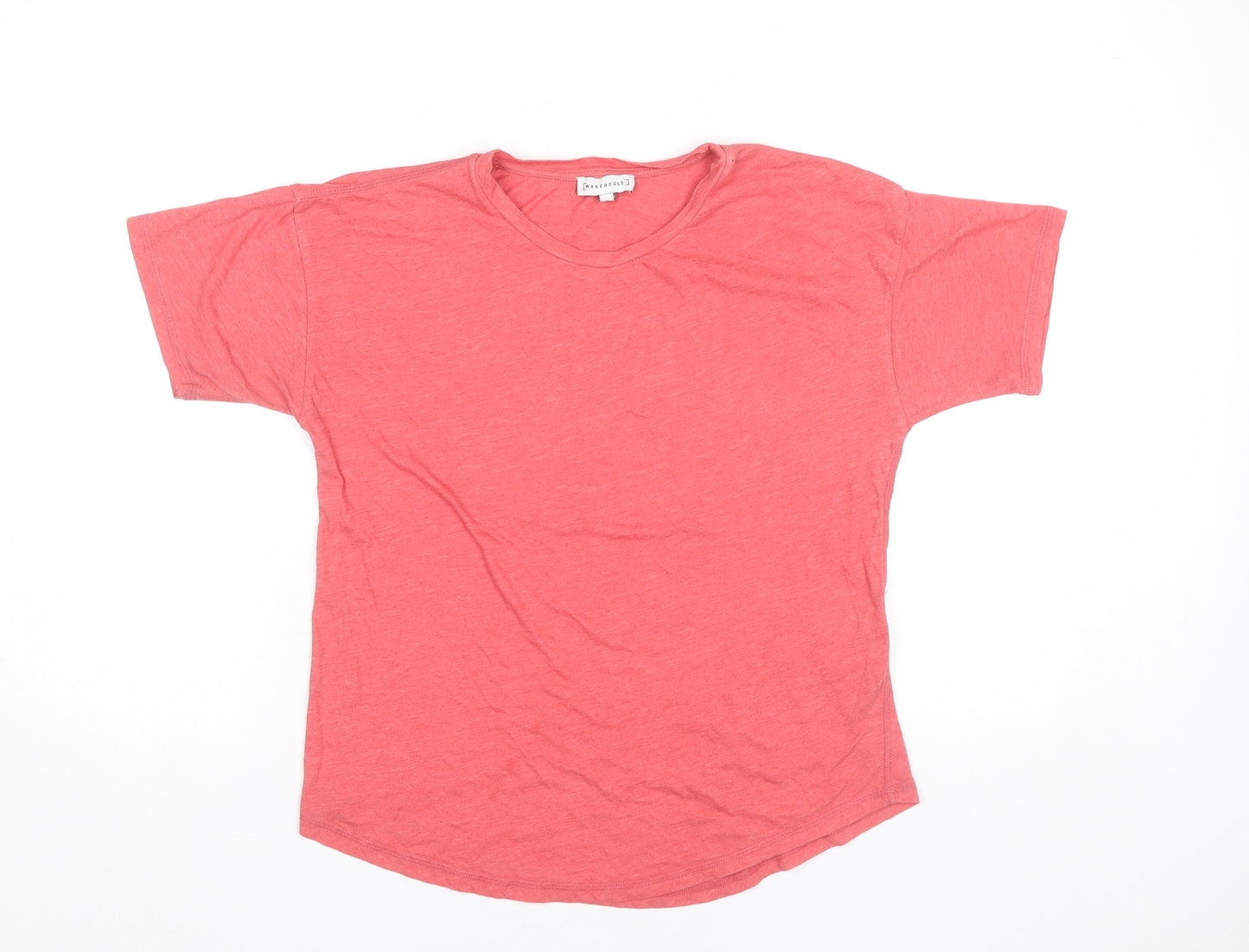 Warehouse Womens Pink Cotton Blend Crew Neck T-Shirt UK 10