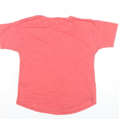 Warehouse Womens Pink Cotton Blend Crew Neck T-Shirt UK 10