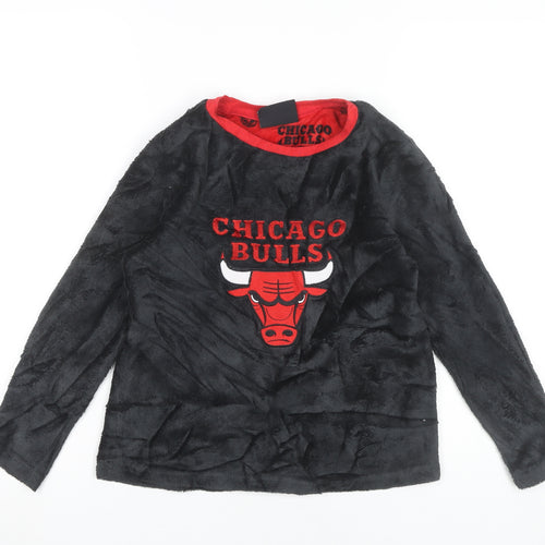 NBA Boys Black Chicago Bulls Fleece Pyjama Top 9-10 Years Long Sleeve