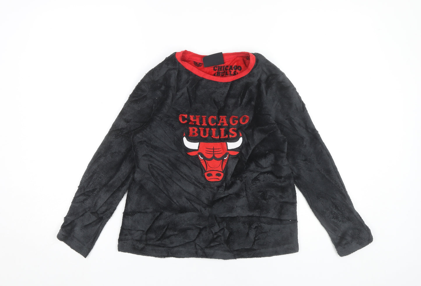 NBA Boys Black Chicago Bulls Fleece Pyjama Top 9-10 Years Long Sleeve
