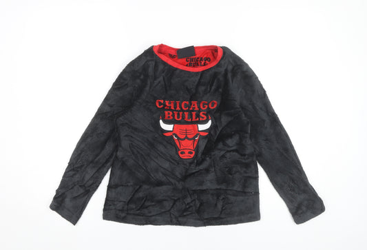 NBA Boys Black Chicago Bulls Fleece Pyjama Top 9-10 Years Long Sleeve
