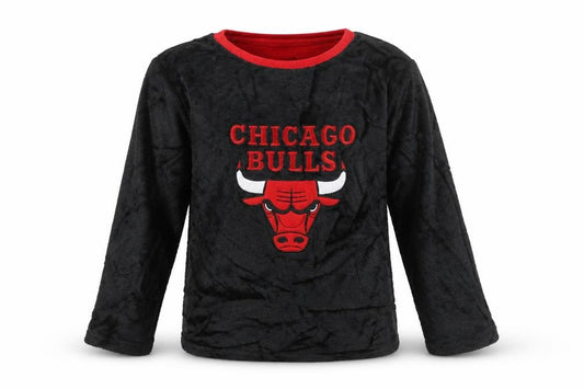NBA Boys Black Chicago Bulls Fleece Pyjama Top 9-10 Years Long Sleeve