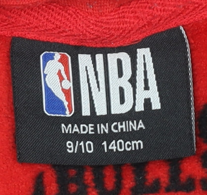 NBA Boys Black Chicago Bulls Fleece Pyjama Top 9-10 Years Long Sleeve