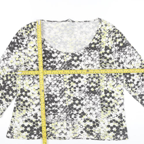 Minuet Petite Womens Multicoloured Geometric Blouse L Tunic 3/4 Sleeve