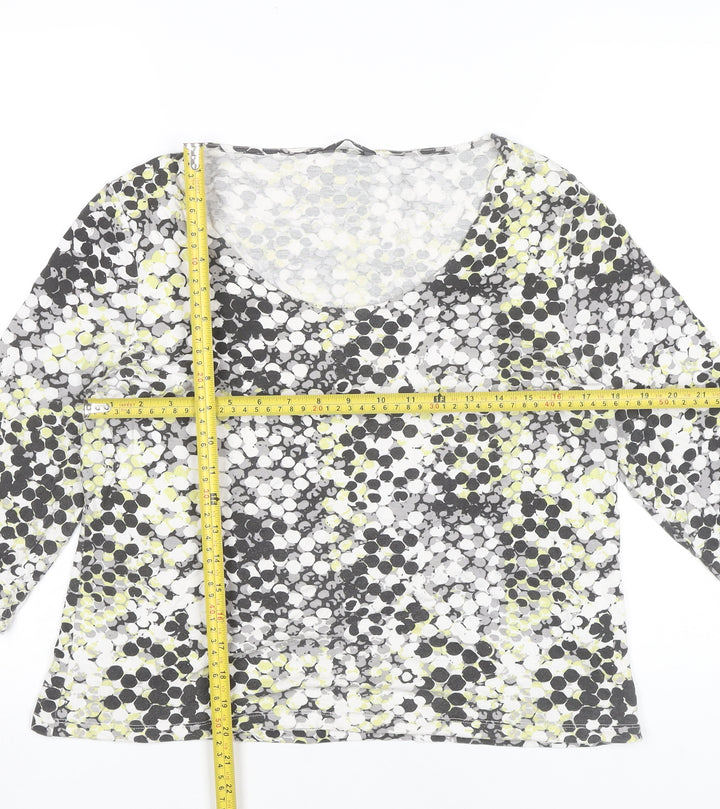 Minuet Petite Womens Multicoloured Geometric Blouse L Tunic 3/4 Sleeve