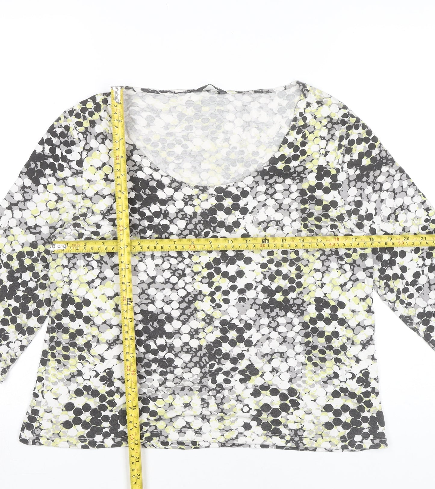 Minuet Petite Womens Multicoloured Geometric Blouse L Tunic 3/4 Sleeve