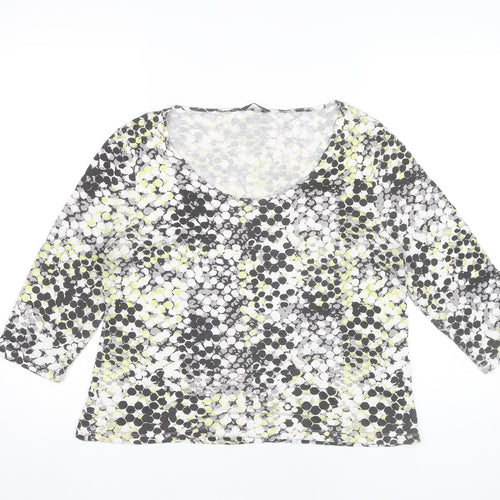Minuet Petite Womens Multicoloured Geometric Blouse L Tunic 3/4 Sleeve