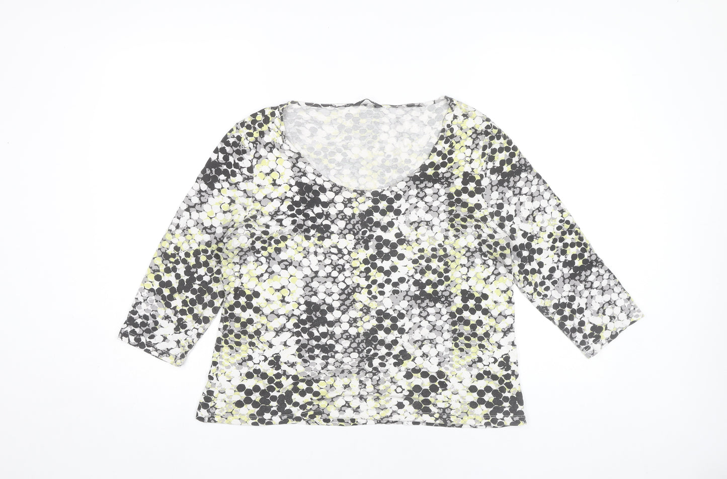 Minuet Petite Womens Multicoloured Geometric Blouse L Tunic 3/4 Sleeve